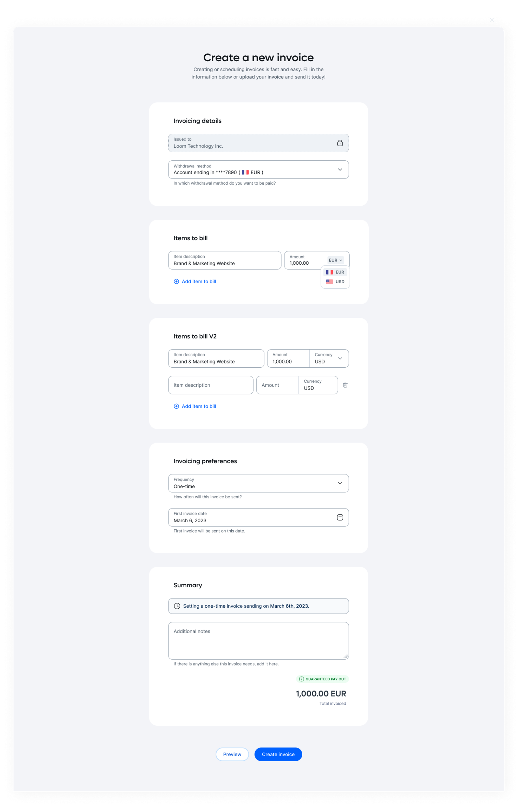 WISE EUR Invoice
