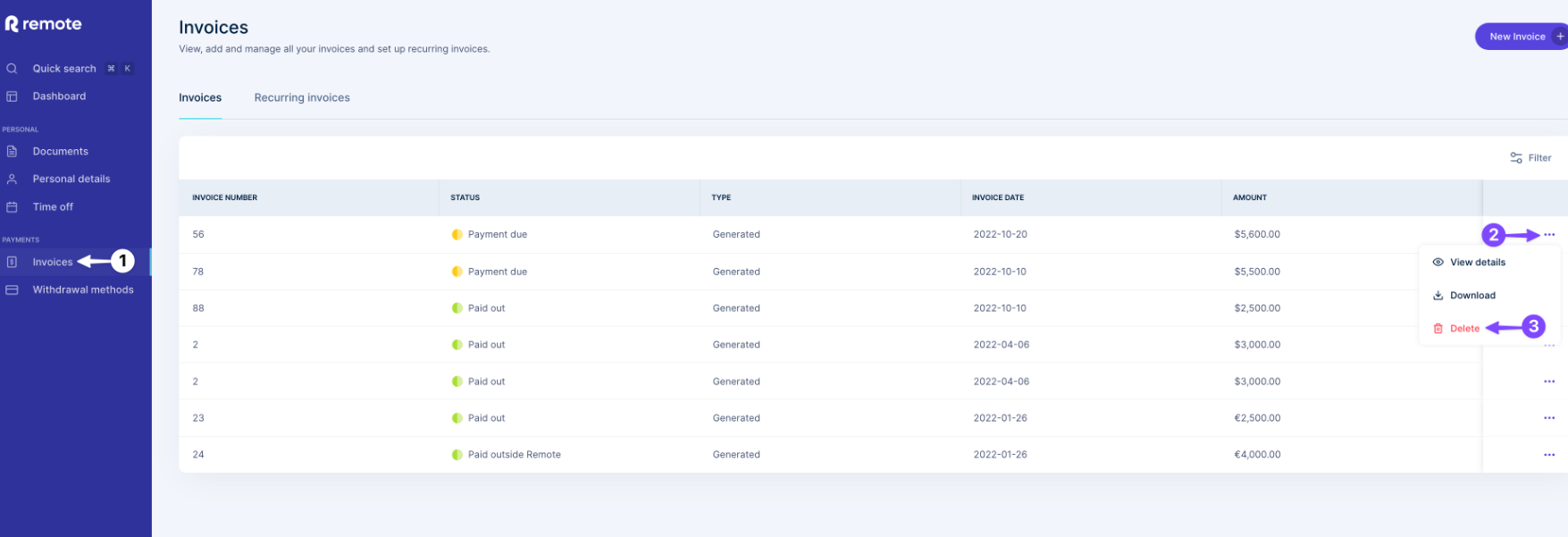 Invoicing in Remote