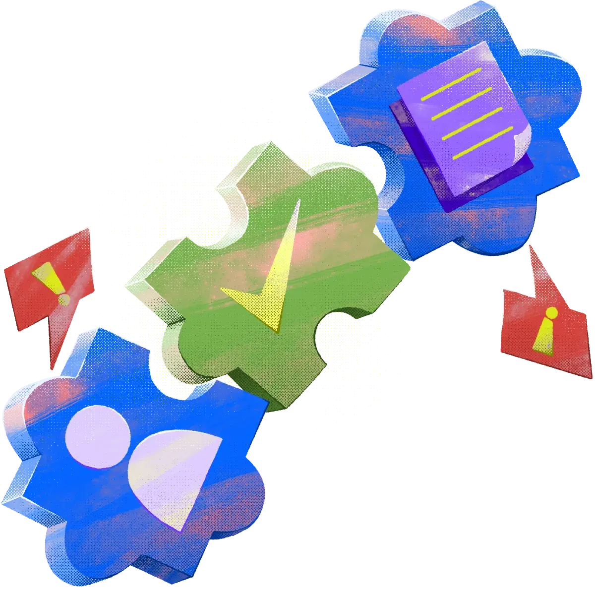 102-Puzzles-Connect-Exclamation_mark-Alram_sign-Documents_icon-Employee_icon-Check_mark.webp