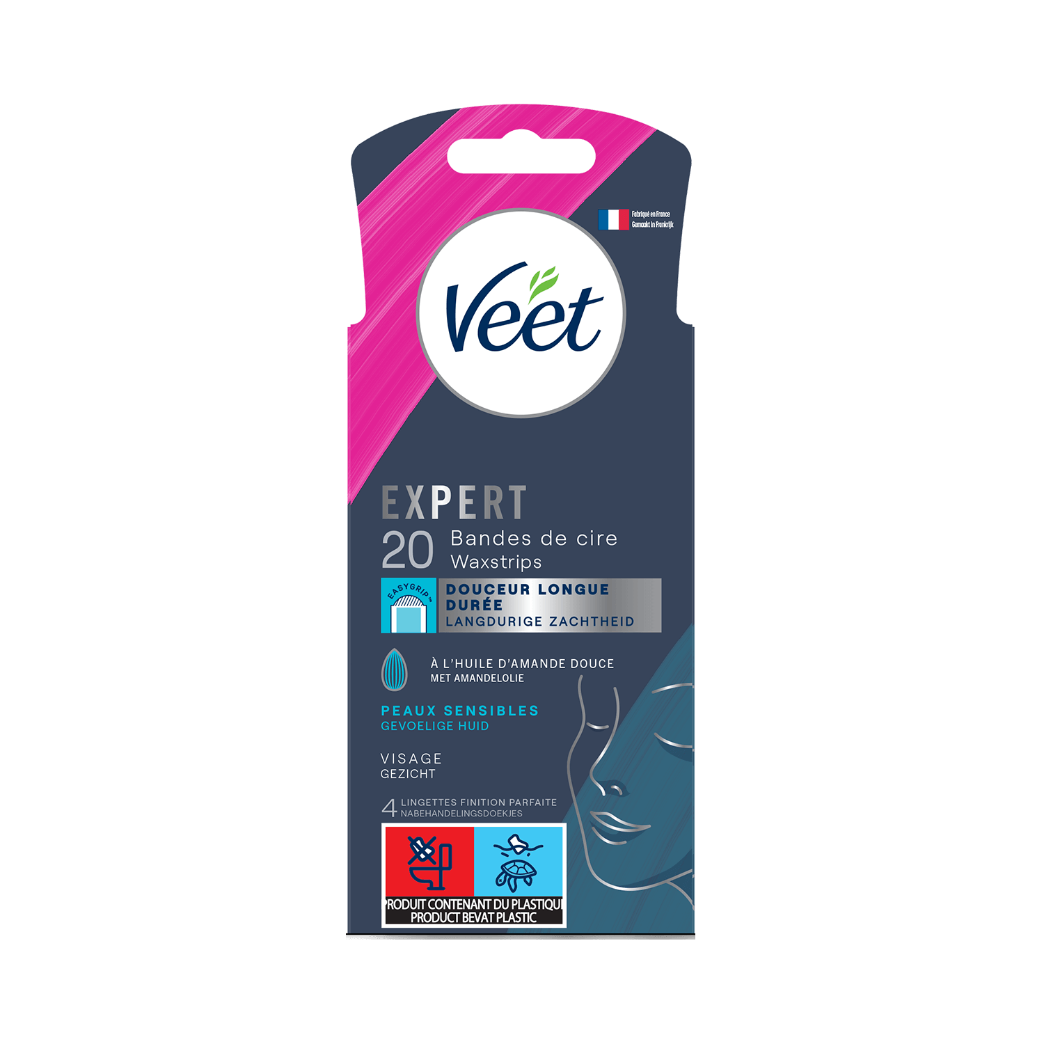 Veet Expert Bandes de cire froide pour peaux sensibles - Visage, x20