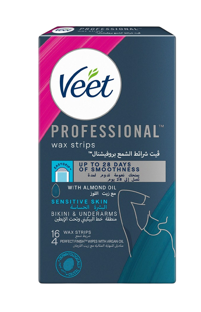 Veet Hair Removal Cold Wax Strips Bikini & Under Arms - 16 Strips