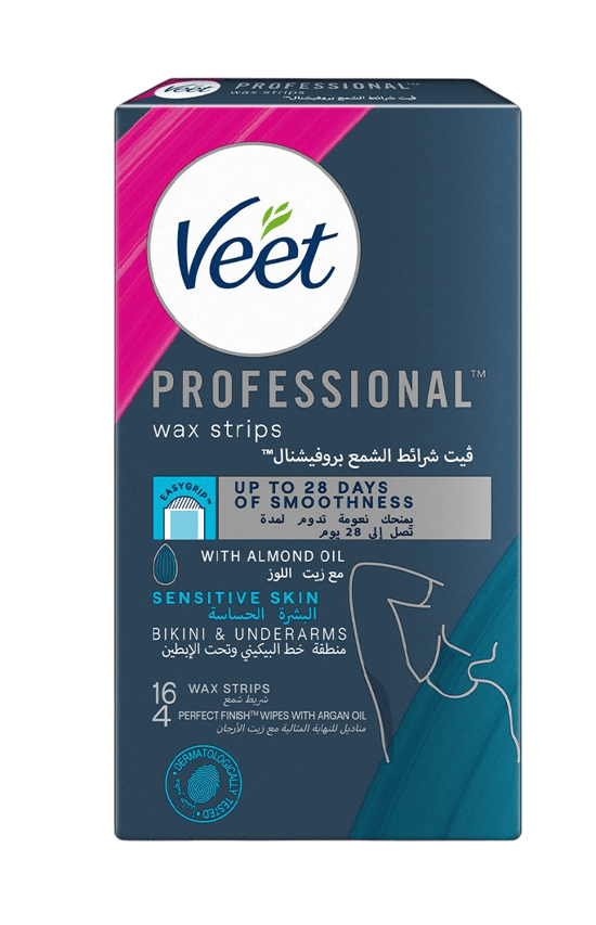 Veet Hair Removal Cold Wax Strips Bikini & Under Arms - 16 Strips