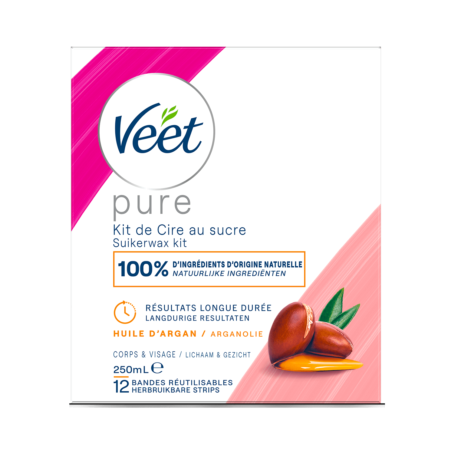 Veet Pure Cire chaude au sucre et huile dargan
