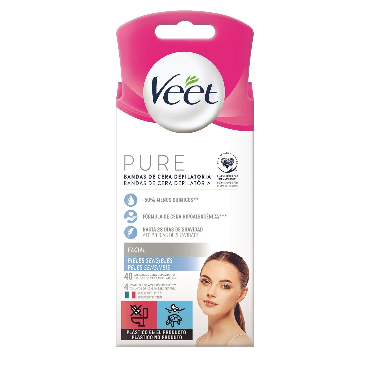 bandas de cera depilatoria faciales Veet Pure