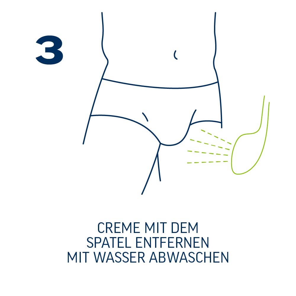 Creme mit dem spatel entfernen mit wasser abwaschen