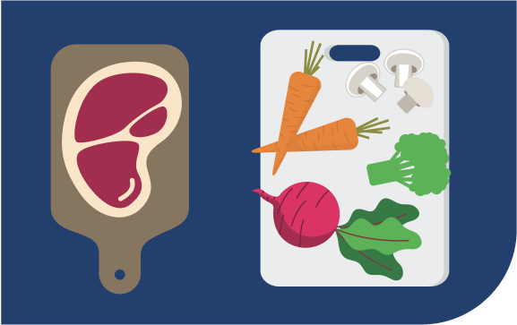 Use separate chopping boards for raw meat and veggies