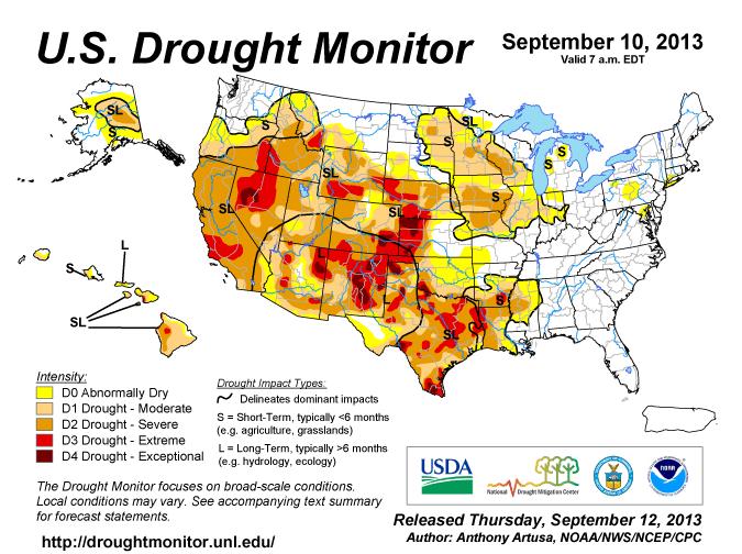 Drought Increases in Midwest, South