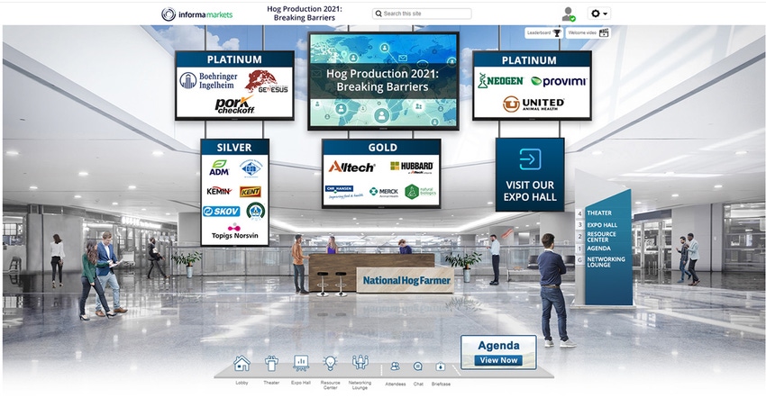Computer image of the lobby of the October 2020 Global Hog Industry Virtual Conference