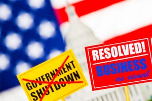 Government shutdown resolved, business as usual illustration