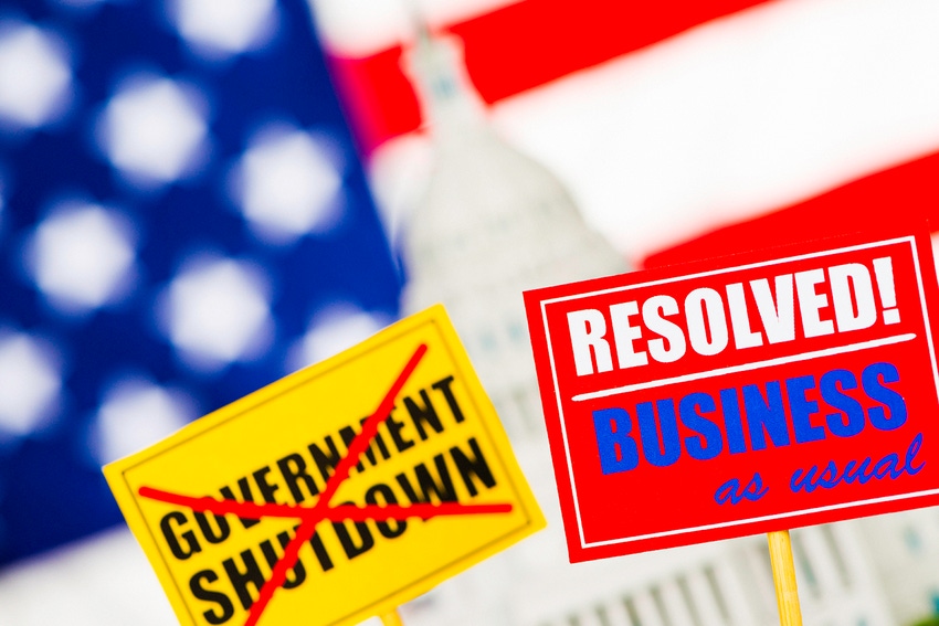 Government shutdown resolved, business as usual illustration
