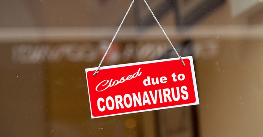 Sign in a store window: Closed due to coronavirus