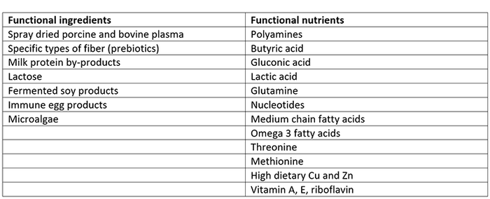  Examples of functional feed ingredients and nutrients