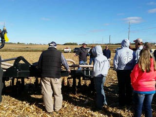 Josh Geiselhart, Manure application manager explains the leading-edge technology being used for manure management on the farm, fielding many questions about environmental stewardship and the strict governmental regulations under which farms operate. 