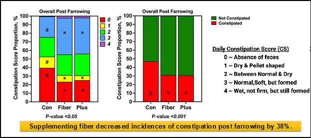 Increasing TDF decreases gilt constipation, improves
