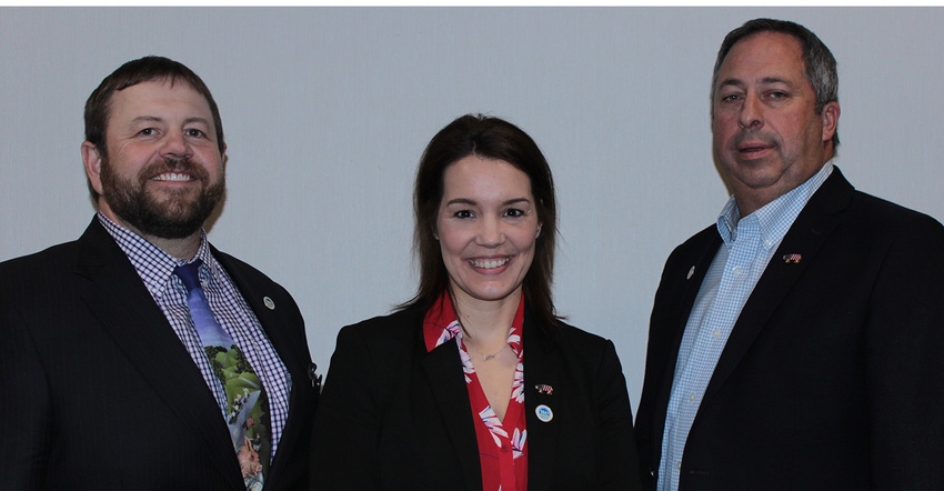 New officers of the National Pork Producers Council (left to right): Howard "A.V." Roth, president; Jen Sorenson, president-e