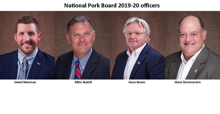 National Pork Board 2019-20 officers: David Newman, Mike Skahill, Gene Noem, Steve Rommereim