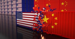 Illustration of U.S. and China on a trade collision course