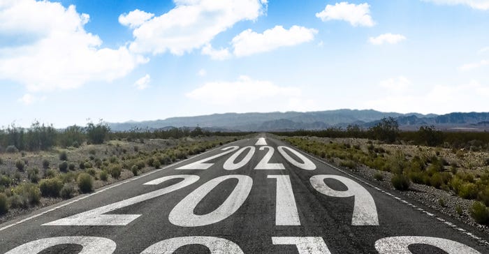 Illustration of years numerals on a highway