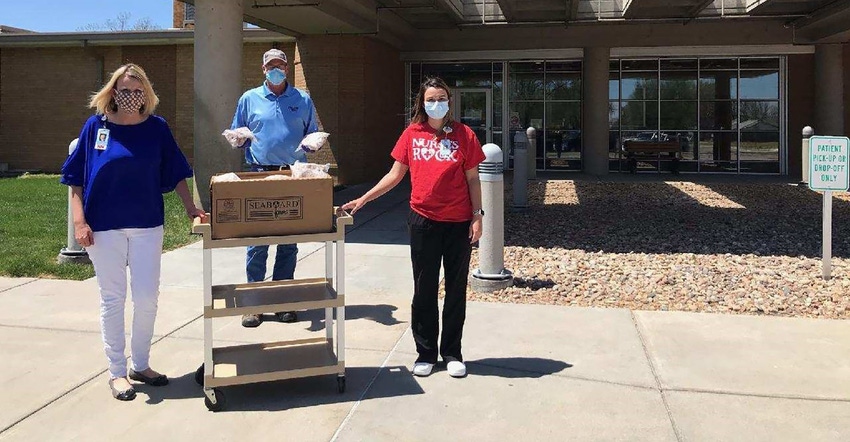 Seaboard Foods contributed more than 60 pork meals to hospital workers at Bob Wilson Memorial Hospital in Ulysses, Kan.