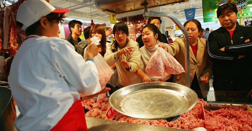 Pork in a Chinese market Pork in a Chinese market
