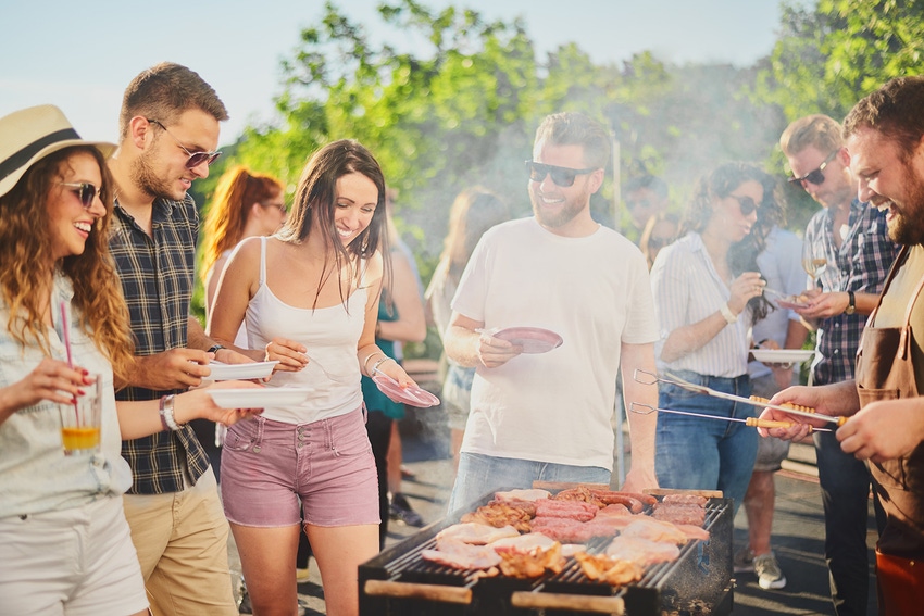 people grilling meat