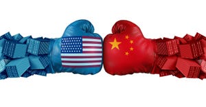 U.S.-China trade battle. boxing gloves illustration