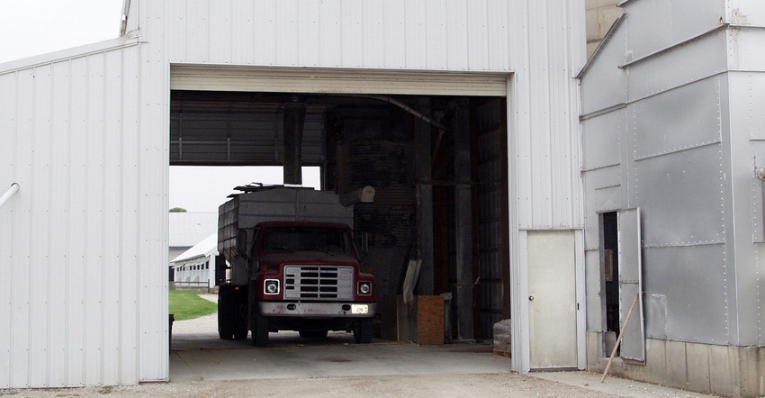 Truck at a feed mill Truck at a feed mill