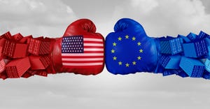 Illustration of U.S. and EU trade dispute, boxing gloves