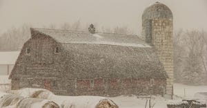 Old barn in a blizzard