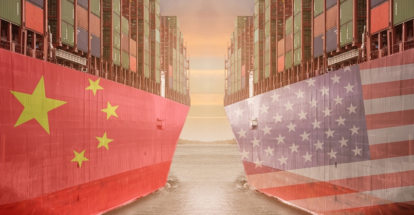 Illustration of China and U.S. ships loaded with cargo