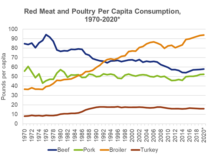  Historical U.S. per capita protein consumption 