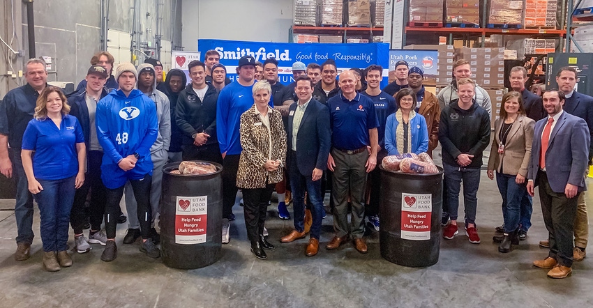 The 2019 college football season culminated with a donation on Feb. 7 of more than 40,000 pounds of protein by Smithfield Foo