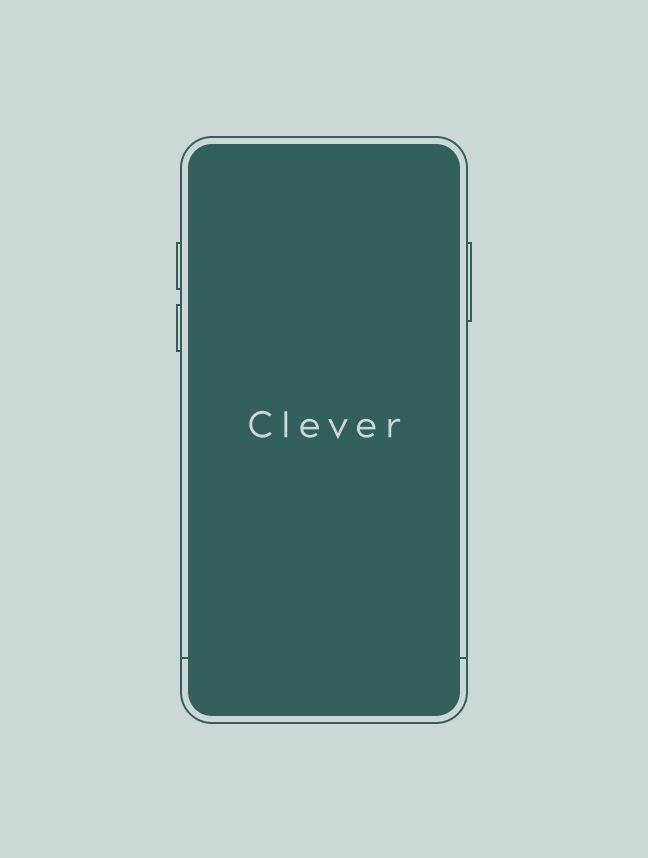 Illustration af en smartphone med Clevers logo på skærmen