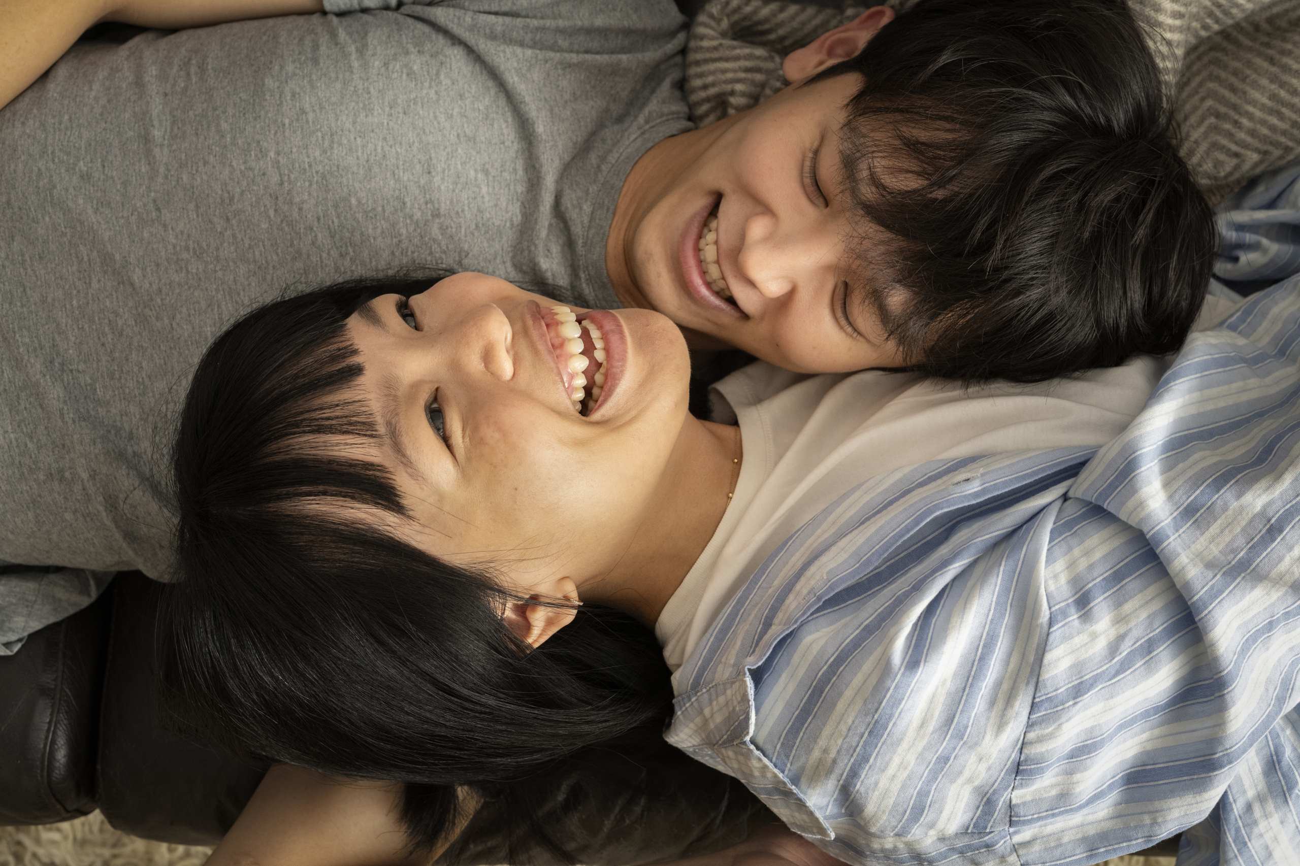 A couple laughing together