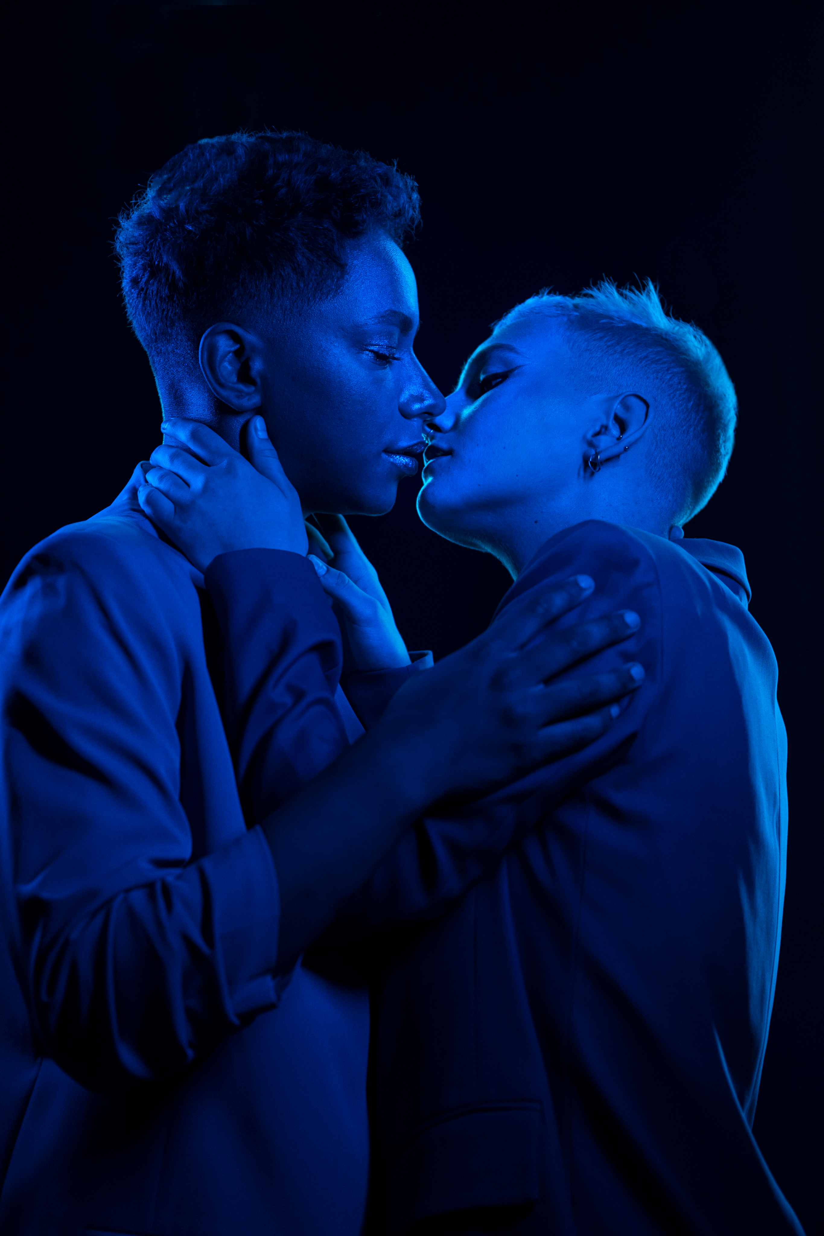 Two people close together