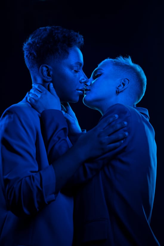 Two people close together