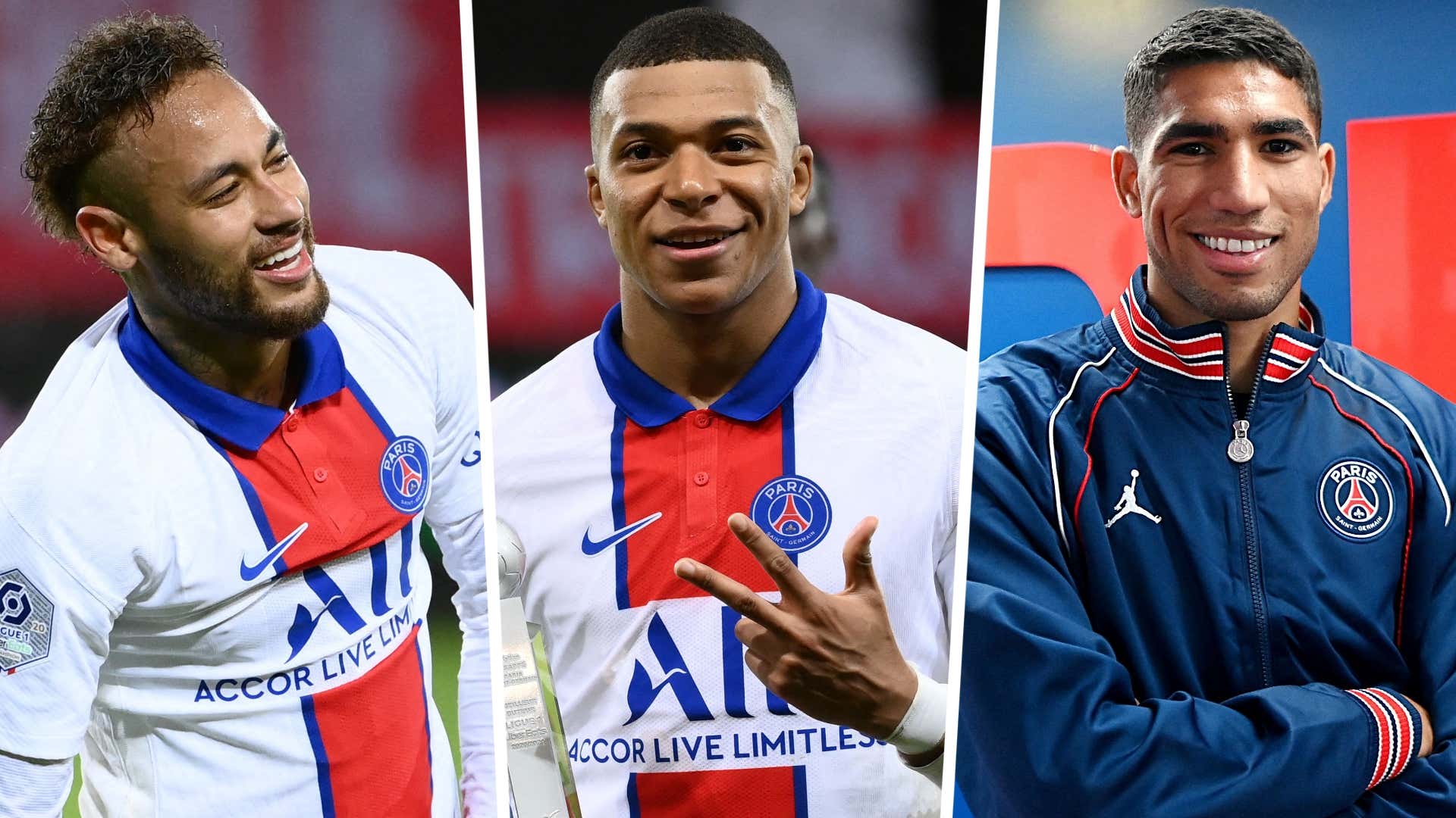 Neymar Kylian Mbappe Achraf Hakimi Paris Saint-Germain Ligue 1 GFX