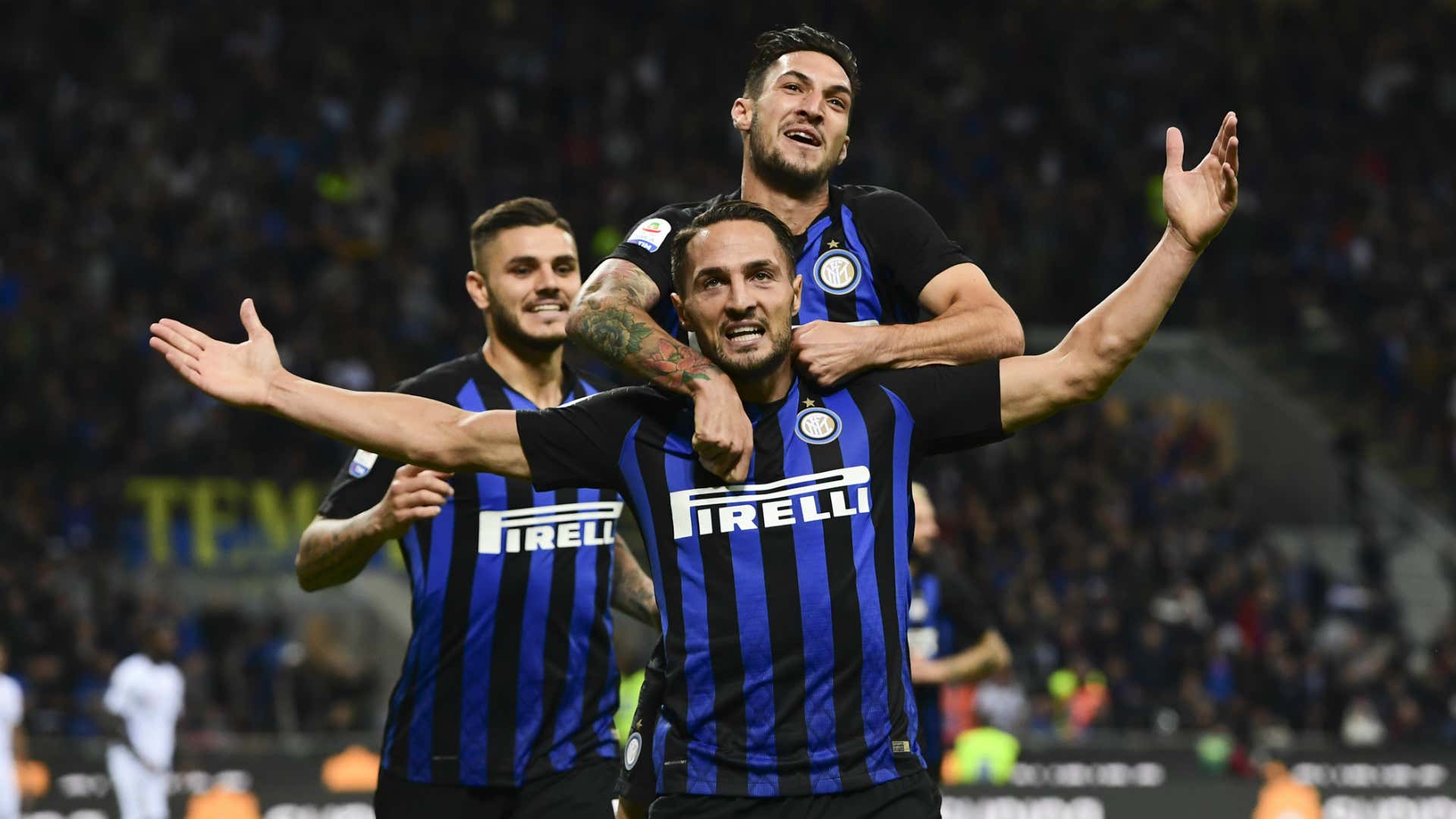 Inter celebrating Inter Fiorentina Serie A