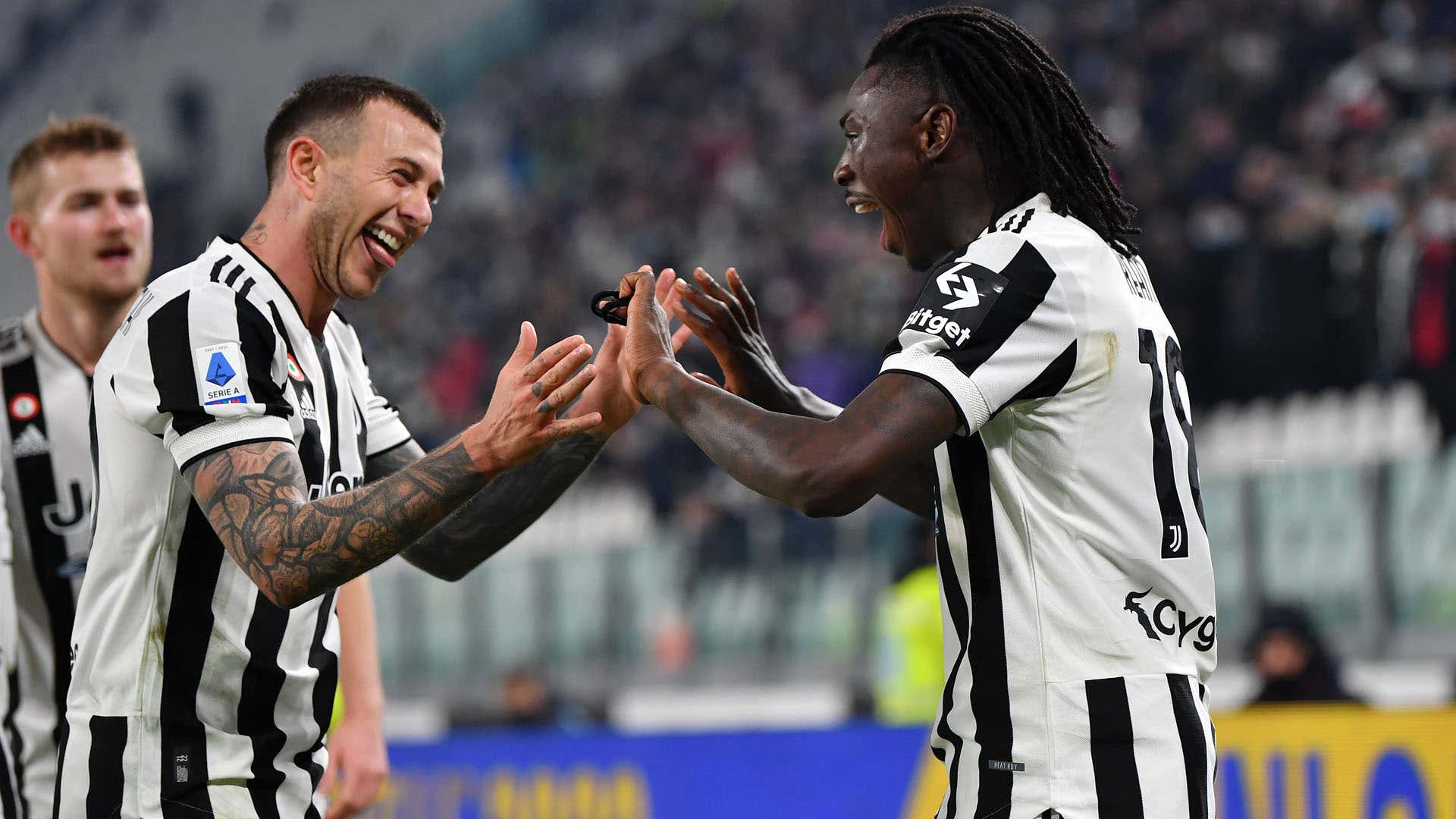 Moise Kean of Juventus celebrates after scoring