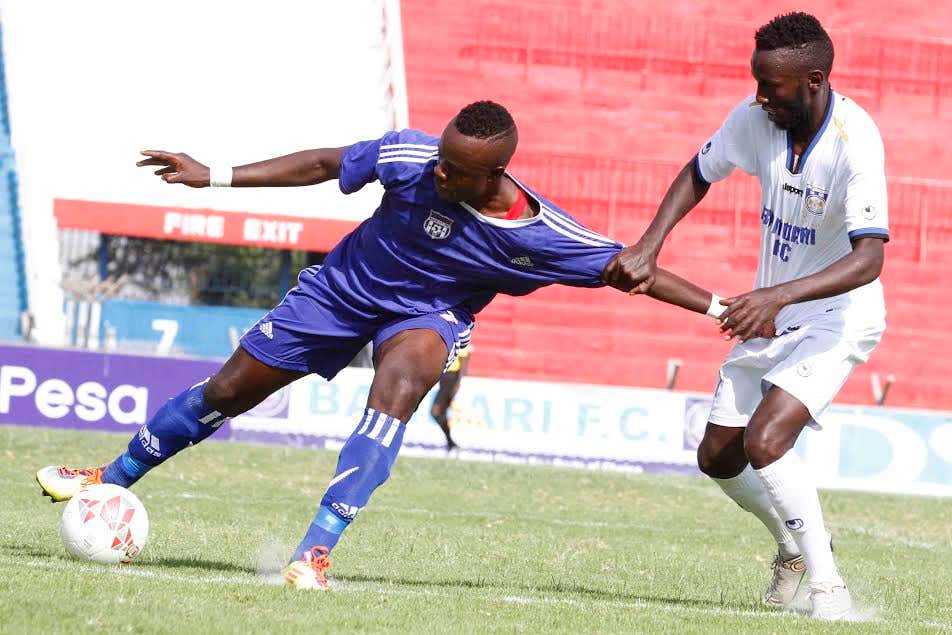 Bandari striker Anthony Kimani and John Amboko of Nairobi City Stars