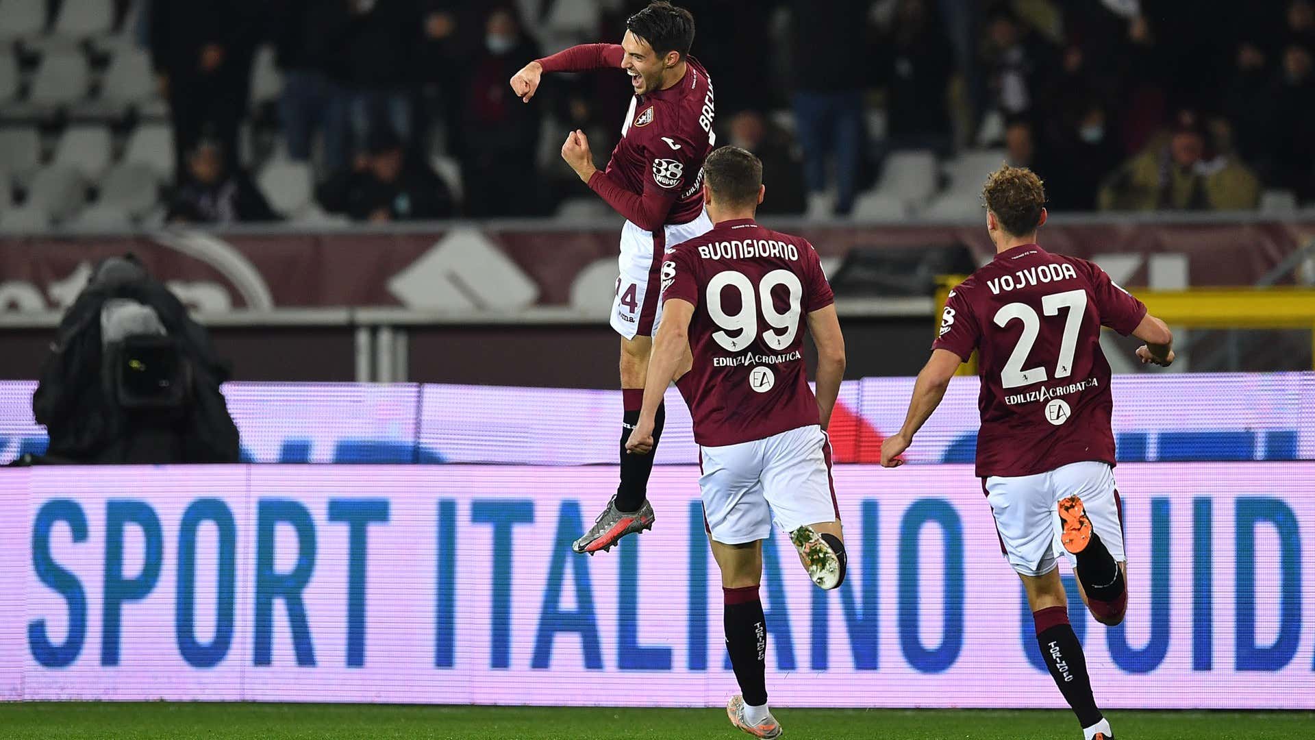 Torino celebrating goal against Udinese Serie A