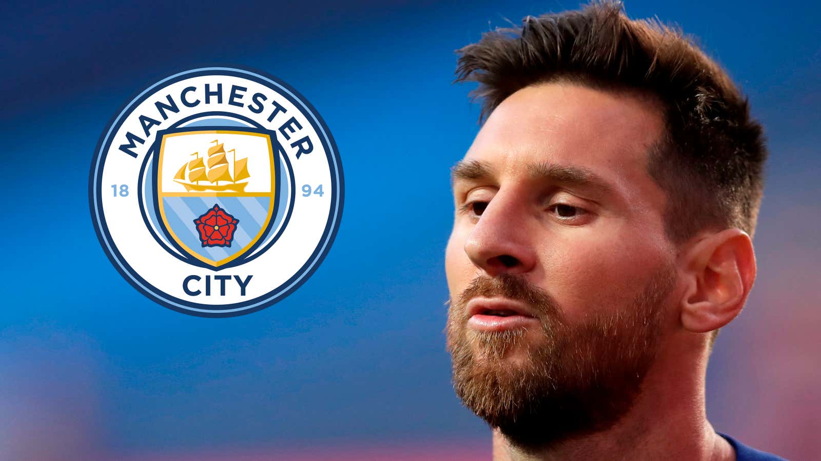 Lionel Messi Barcelona/Man City logo 2019-20