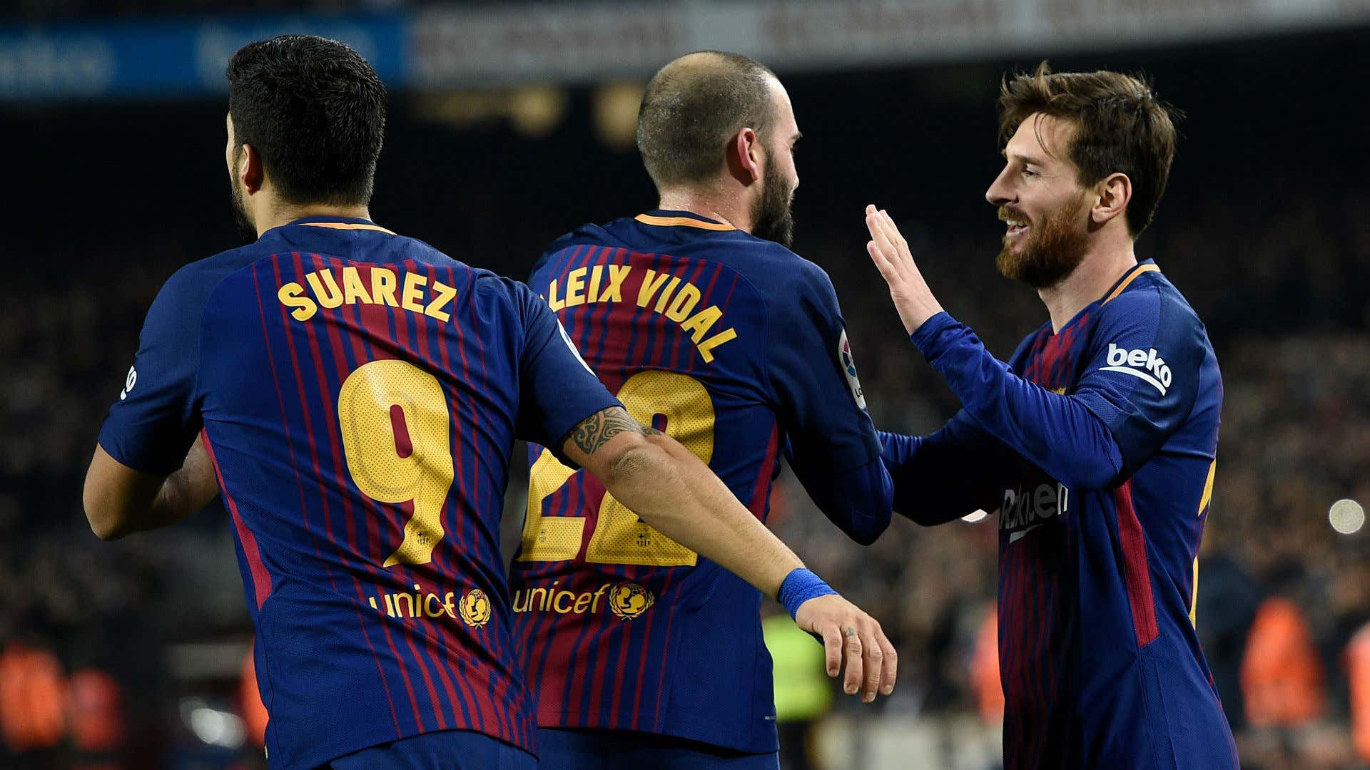 Lionel Messi Luis Suárez Aleix Vidal Barcelona