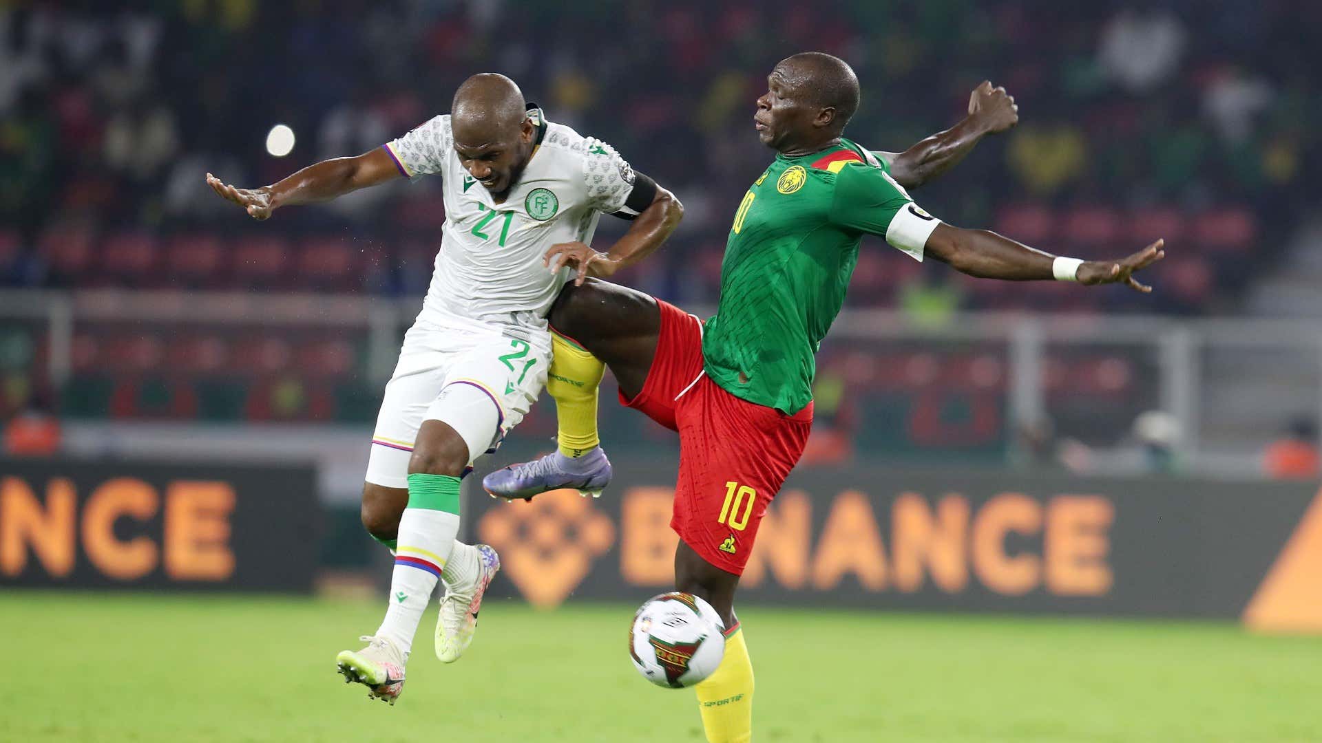 El-Fardou Ben Mohamed and Vincent Aboubakar in Cameroon vs Comoros 2022