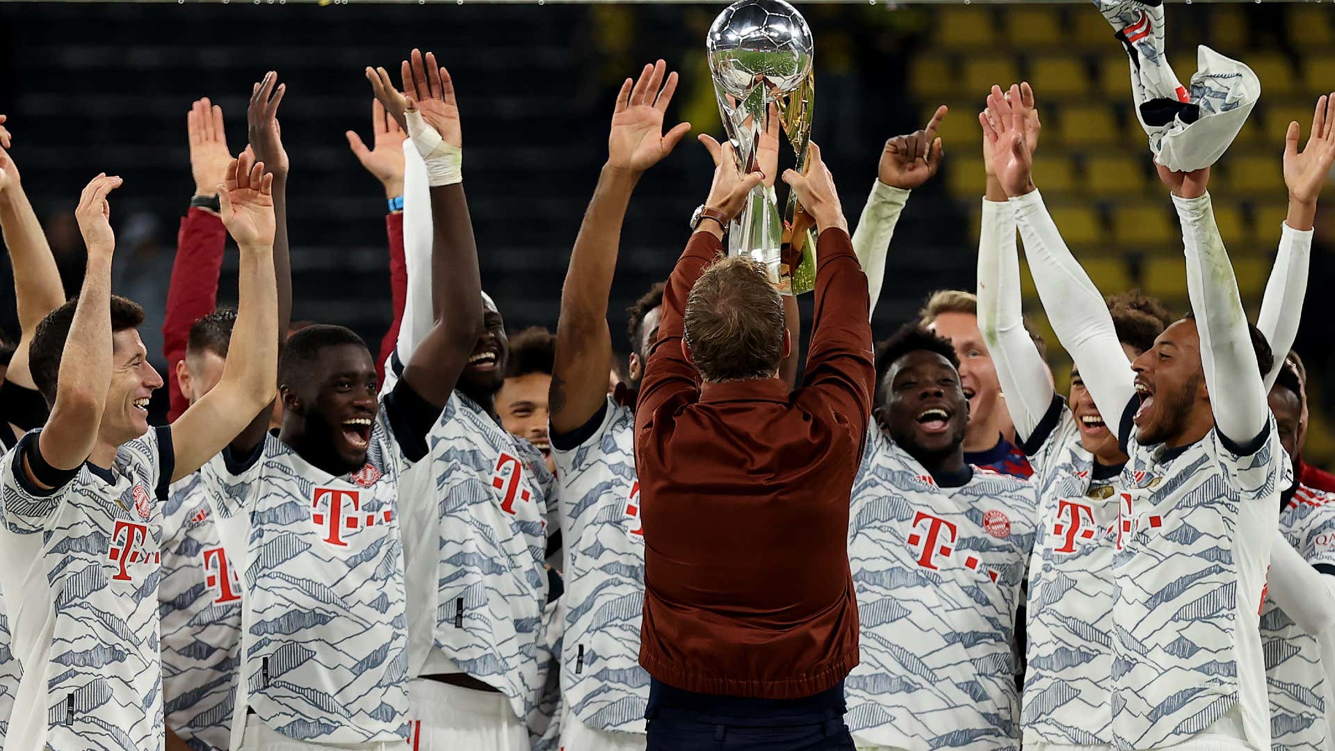 Bayern Munich DFL-supercup trophy lift 2021