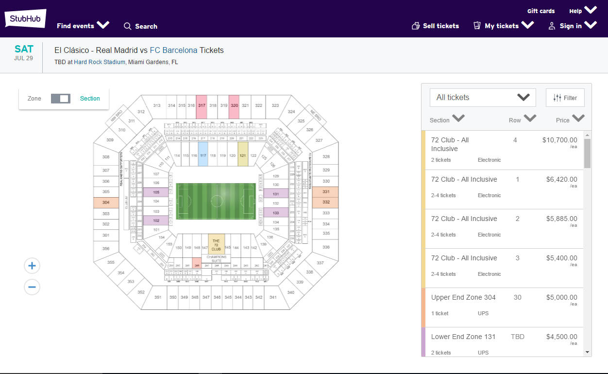 Miami ticket soaring before they're even on sale! Goal.com