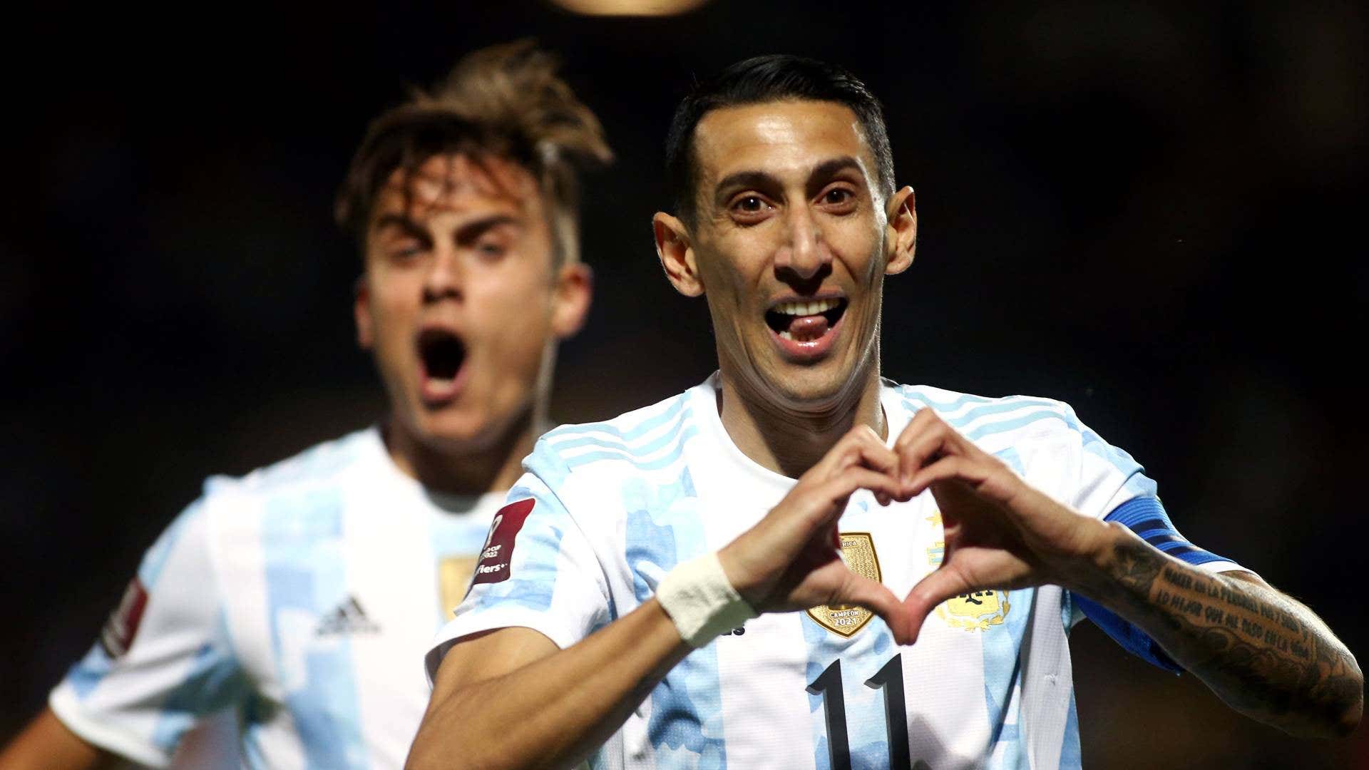 Di Maria fez o gol da Argentina contra o Uruguai