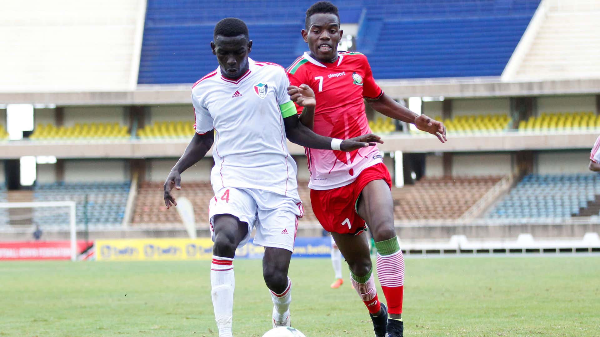 Patillah Omoto of Kariobangi Sharks nd Kenya U-23 v Sudan U-23.