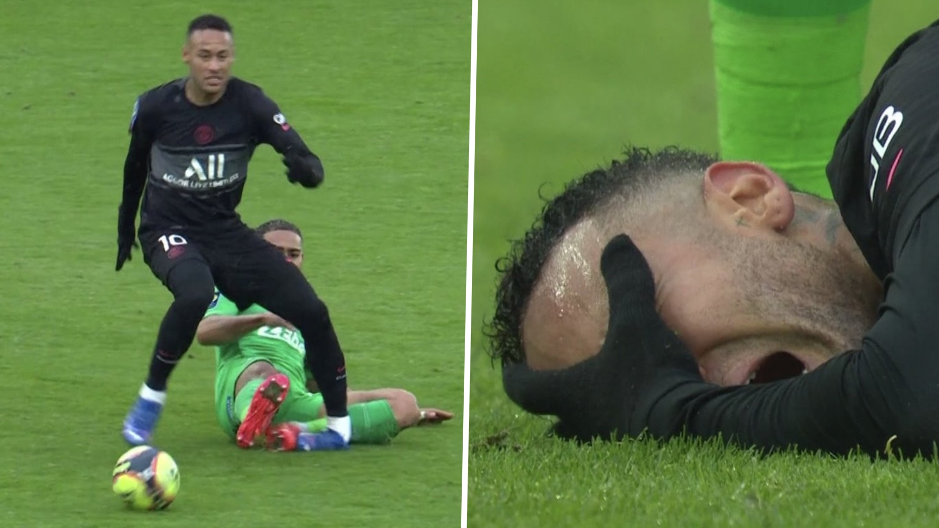 psg star neymar stretchered off after suffering horror ankle injury in saint etienne clash goal com