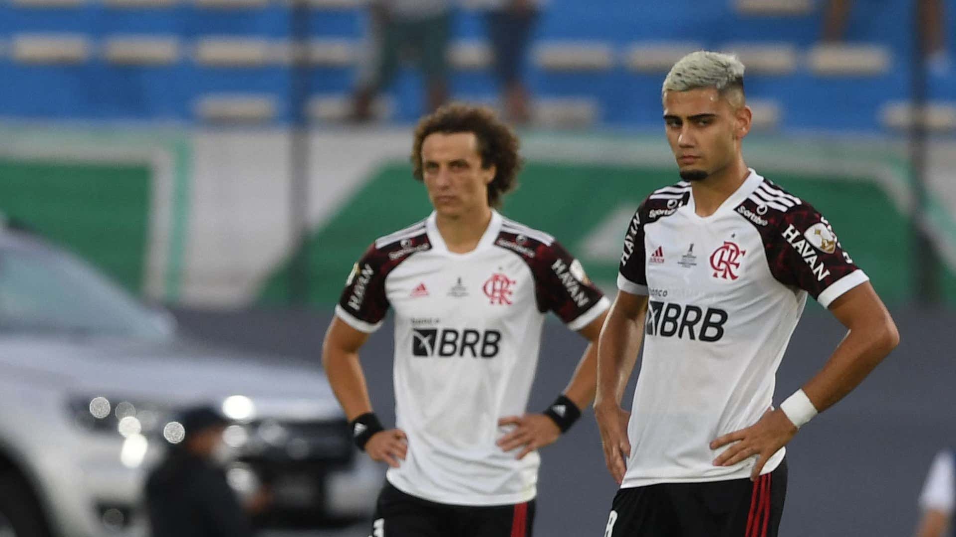David Luiz e Andreas Pereira lamentam, Palmeiras x Flamengo, final da Copa Libertadores, 27112021